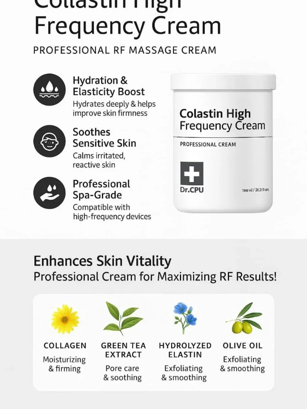 Dr. CPU Collastin High Frequency Cream 1000ml – Professional RF Massage Cream